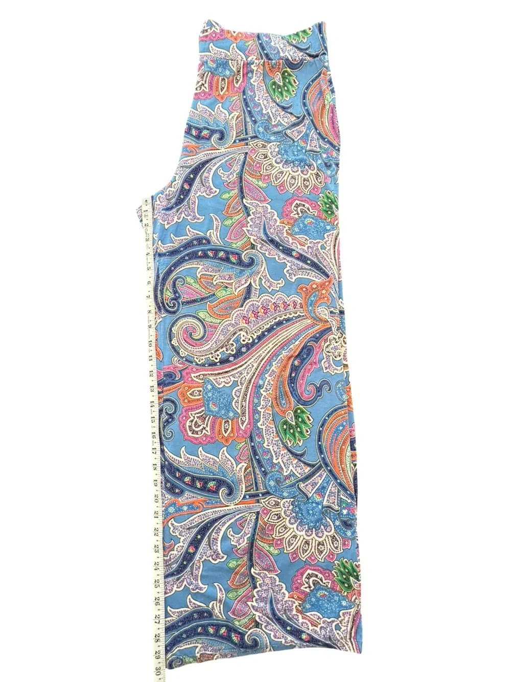 Ralph Lauren plus 2X paisley wide Leg Pants Blue Resort Vacay coastal Pull on